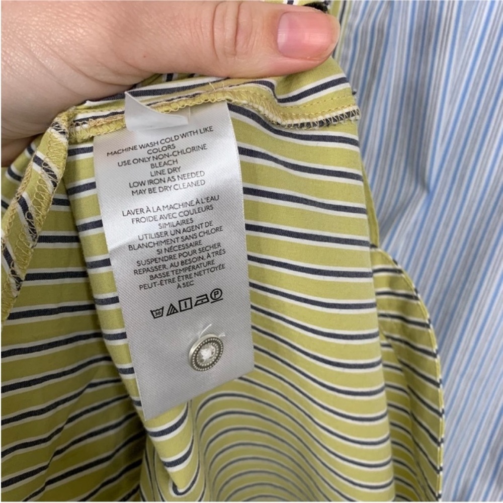 Maeve Multicolor Striped Button-Down Shirt Dress in Blue, Olive & Pink - Picture 7 of 8